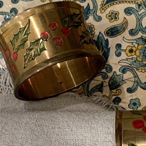 4 Vintage Solid Brass Holiday Napkin Holders - Picture 11 of 11